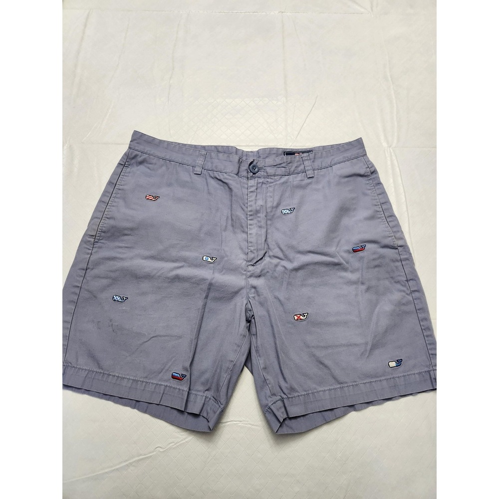 Vineyard Vines Shorts Mens 36 Blue Embroidered Whale Chino Prep Classic Cotton